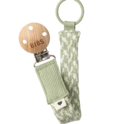 Bibs Pacifier Clip Braided Sage/Ivory (1 stk)