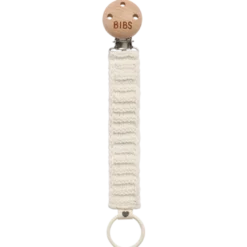 Bibs Pacifier Clip Knitted Ivory (1 stk)