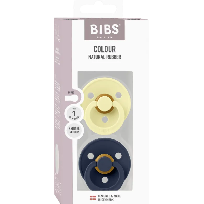 Bibs Pacifier Colour Latex Size 1 Luna/Deep Space (2 stk)