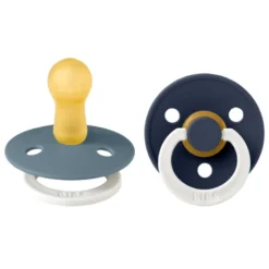 Bibs Pacifier Colour Latex Size 2 Petrol GLOW/Deep Space GLOW (1 sæt)
