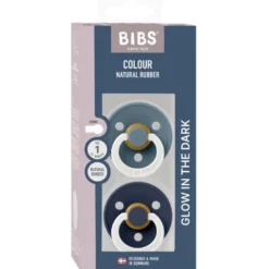 Bibs Pacifier Colour Latex Size 1 Petrol GLOW/Deep Space GLOW (1 sæt)