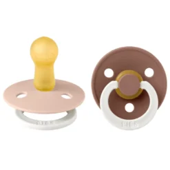 Bibs Pacifier Colour Latex Size 2 Blush GLOW/Woodchuck GLOW (1 sæt)