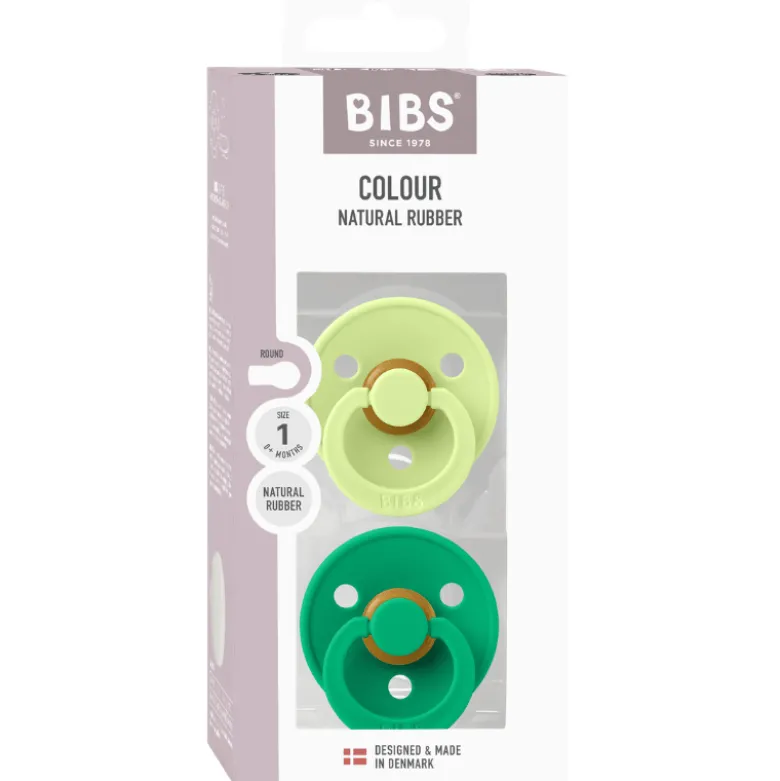 Bibs Pacifier Colour Latex Size 1 Matcha/Cactus (2 stk)