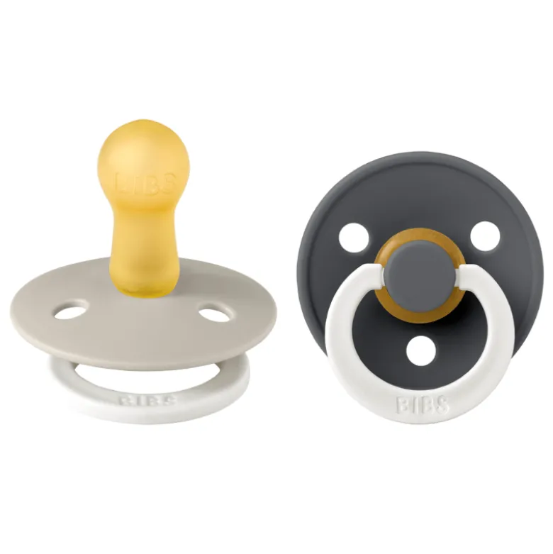 Bibs Pacifier Colour Latex Size 2 Sand GLOW/Iron GLOW (1 sæt)