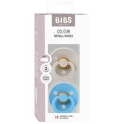 Bibs Pacifier Colour Latex Size 2 Mushroom/Breeze (1 sæt)