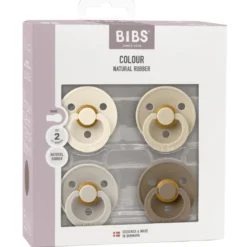 Bibs Pacifier Colour Latex Size 2 Ivory/Sand/Vanilla/Dark Oak (1 sæt)