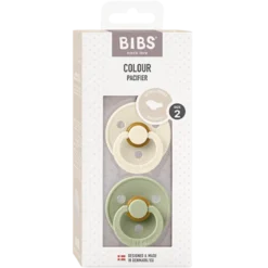 Bibs Pacifier Colour Latex Size 2 Anatomical Ivory/Sage (2 stk)
