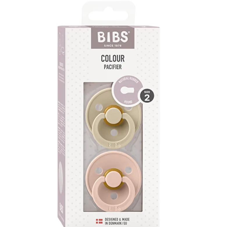 Bibs Pacifier Colour Latex Size 2 Vanilla/Blush (2 stk)