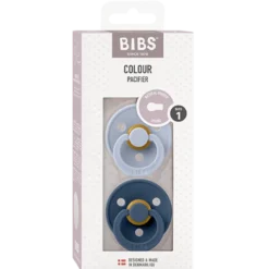 Bibs Pacifier Colour Latex Size 1 Dusty Blue/Steel Blue (2 stk)