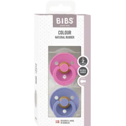 Bibs Pacifier Colour Latex Size 2 Bubblegum/Peri (2 stk)