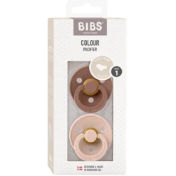 Bibs Pacifier Colour Latex Size 1 Anatomical Blush/Woodchuck (2 stk)