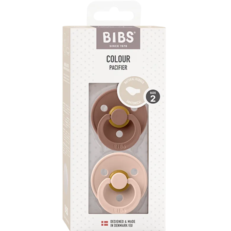 Bibs Pacifier Colour Latex Size 2 Anatomical Blush/Woodchuck (2 stk)