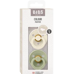 Bibs Pacifier Colour Latex Size 1 Anatomical Ivory/Sage (2 stk)