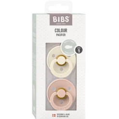 Bibs Pacifier Colour Latex Size 1 Symmetrical Ivory/Blush (2 stk)