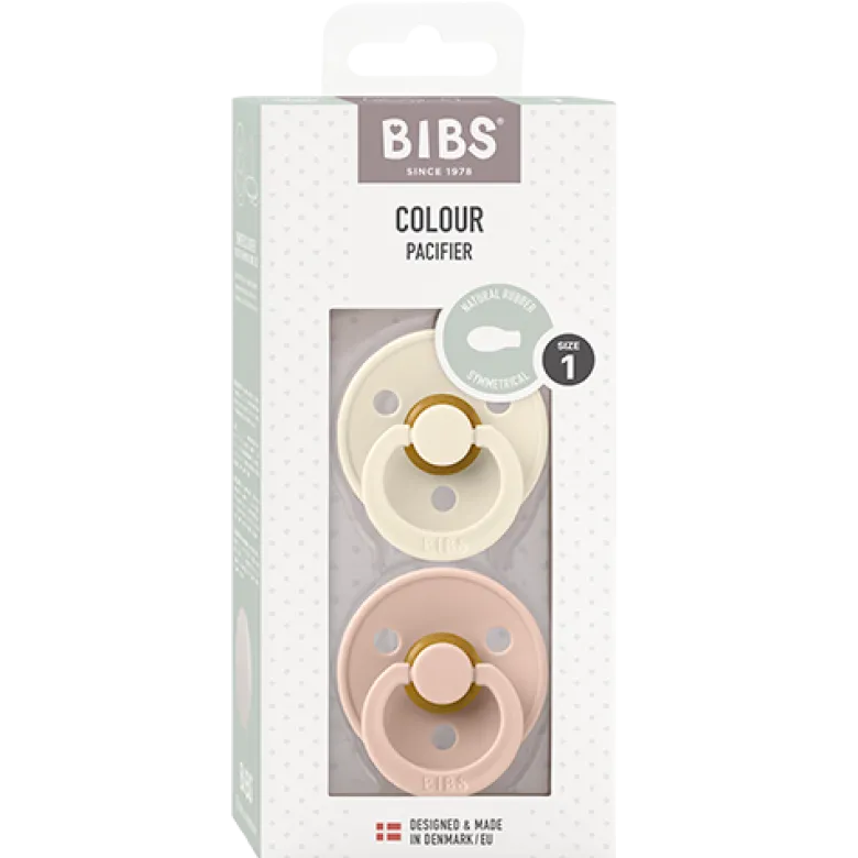 Bibs Pacifier Colour Latex Size 1 Symmetrical Ivory/Blush (2 stk)