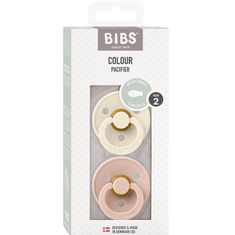 Bibs Pacifier Colour Latex Size 2 Symmetrical Ivory/Blush (2 stk)