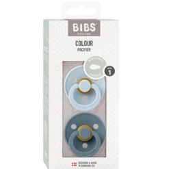 Bibs Pacifier Colour Latex Size 1 Symmetrical Baby Blue/Petrol (2 stk)