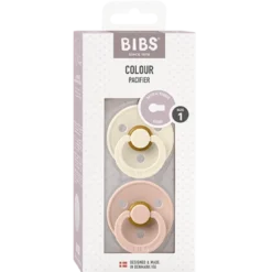 Bibs Pacifier Colour Latex Size 1 Ivory/Blush (2 stk)