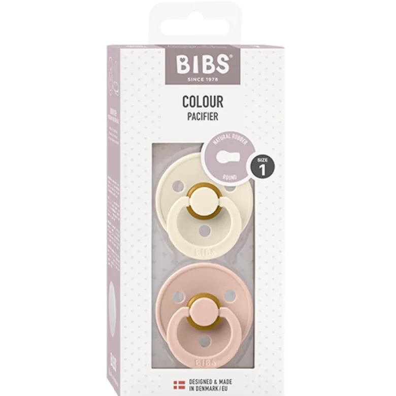 Bibs Pacifier Colour Latex Size 1 Ivory/Blush (2 stk)