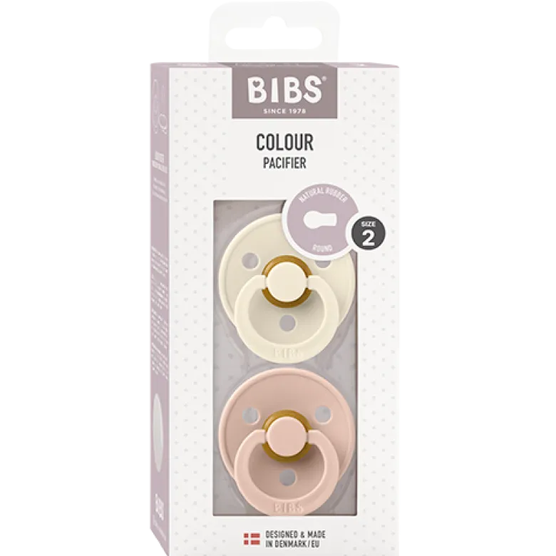 Bibs Pacifier Colour Latex Size 2 Ivory/Blush (2 stk)