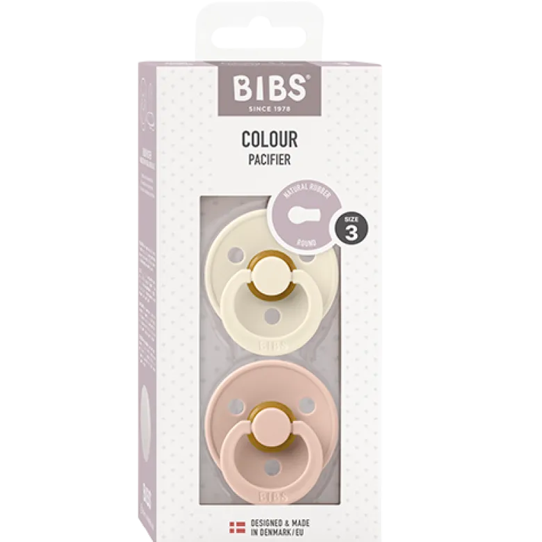 Bibs Pacifier Colour Latex Size 3 Ivory/Blush (2 stk)