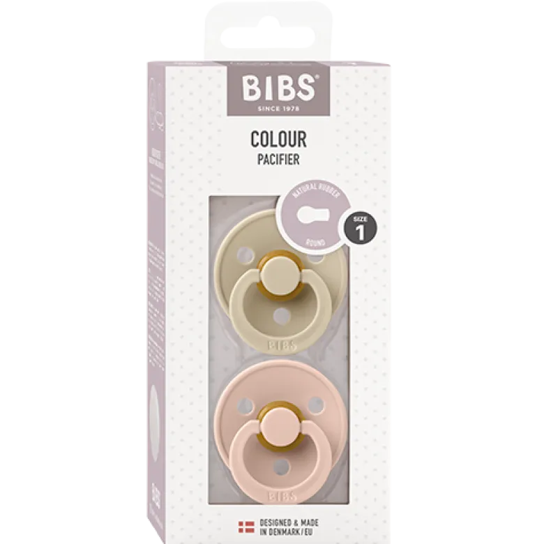 Bibs Pacifier Colour Latex Size 1 Vanilla/Blush (2 stk)