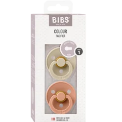 Bibs Pacifier Colour Latex Size 1 Vanilla/Peach (2 stk)