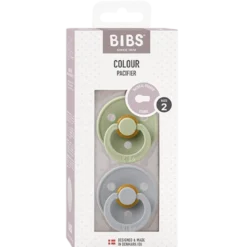 Bibs Pacifier Colour Latex Size 2 Sage/Cloud (2 stk)