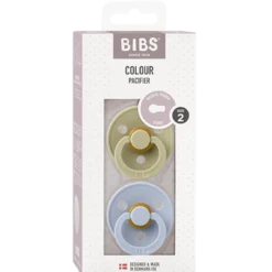 Bibs Pacifier Colour Latex Size 2 Khaki/Dusty Blue (2 stk)