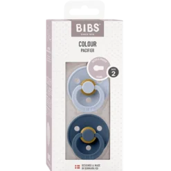 Bibs Pacifier Colour Latex Size 2 Dusty Blue/Steel Blue (2 stk)