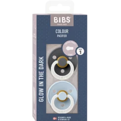 Bibs Pacifier Colour Latex Size 1 Iron Glow/Baby Blue Glow (2 stk)