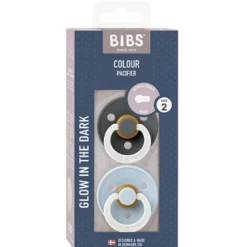 Bibs Pacifier Colour Latex Size 2 Iron Glow/Baby Blue Glow (2 stk)