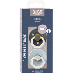 Bibs Pacifier Colour Latex Size 3 Iron Glow/Baby Blue Glow (2 stk)