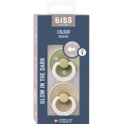 Bibs Pacifier Colour Latex Size 1 Sage Glow/Vanilla Glow (2 stk)
