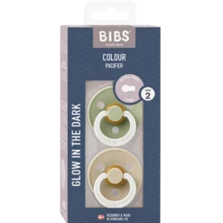 Bibs Pacifier Colour Latex Size 2 Sage Glow/Vanilla Glow (2 stk)
