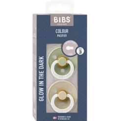 Bibs Pacifier Colour Latex Size 3 Sage Glow/Vanilla Glow (2 stk)