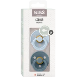 Bibs Pacifier Colour Latex Size 2 Symmetrical Baby Blue/Petrol (2 stk)