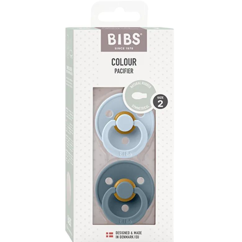 Bibs Pacifier Colour Latex Size 2 Symmetrical Baby Blue/Petrol (2 stk)