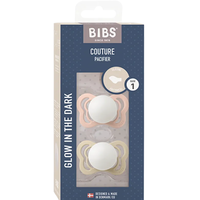 Bibs Pacifier Couture Silicone Size 1 Blush Glow/Vanilla Glow (2 stk)