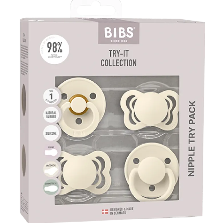 Bibs Pacifiers Try-it collection Size 1 Ivory (4 stk)