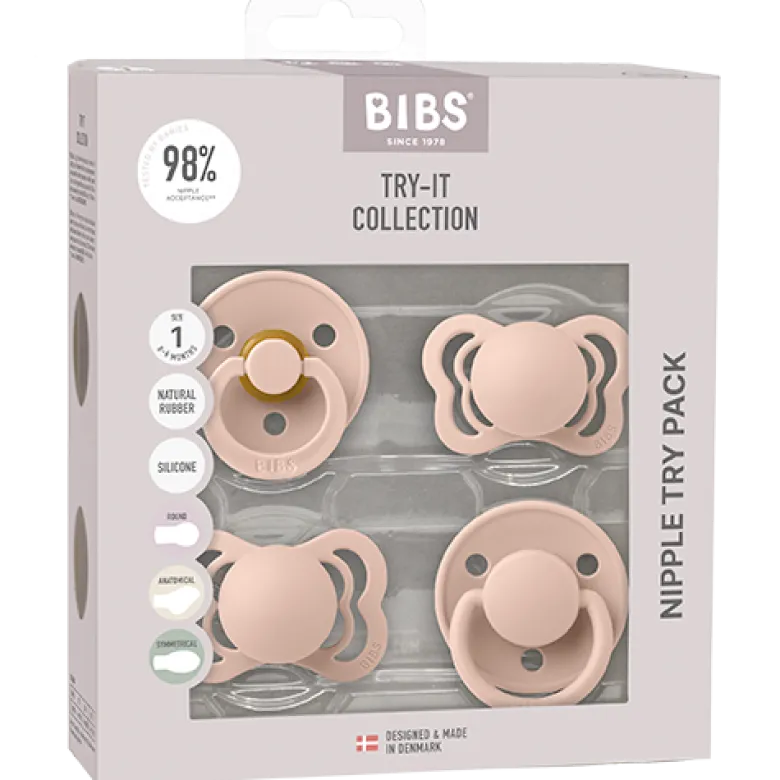 Bibs Pacifiers Try-It Collection Size 1 Blush (4 stk)