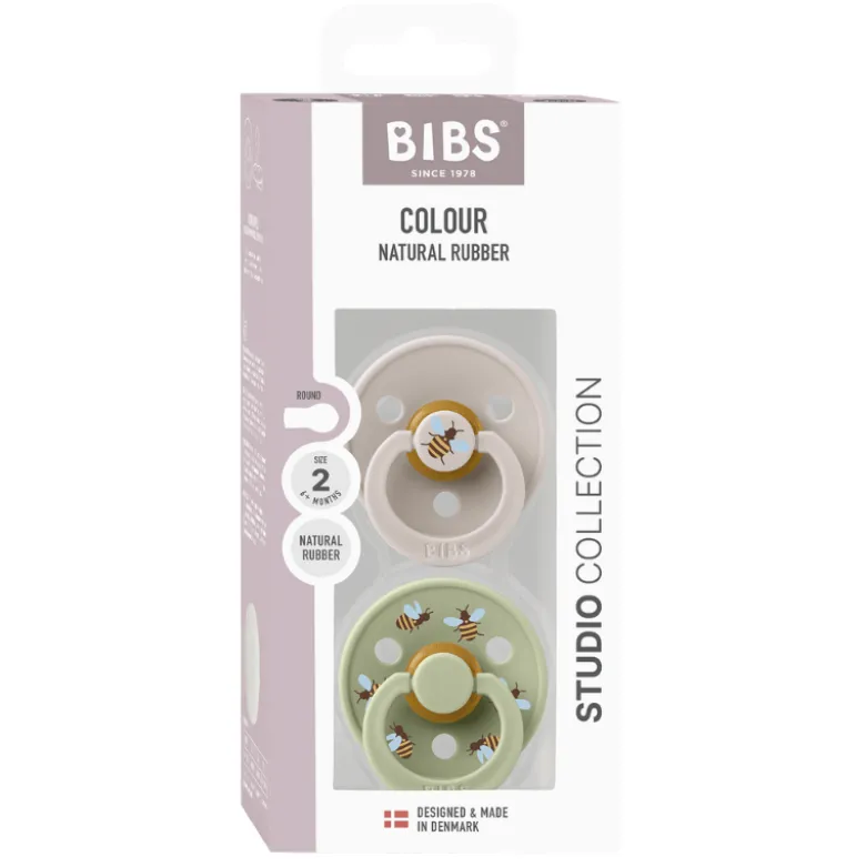 Bibs Pacifier Studio Colour Bumblebee Latex Size 2 Mushroom Mix (1 sæt)