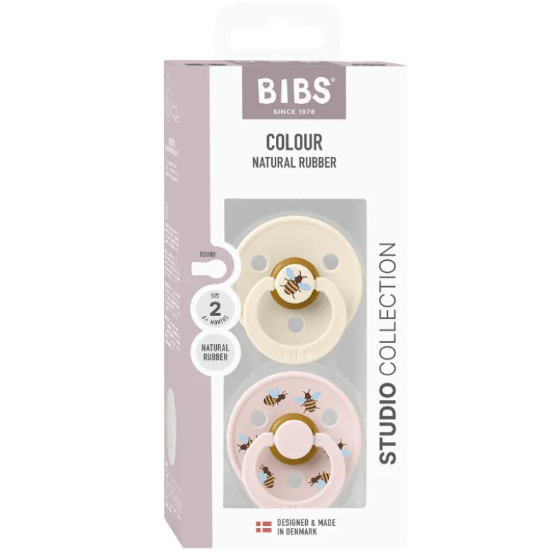 Bibs Pacifier Studio Colour Bumblebee Latex Size 2 Ivory Mix (1 sæt)