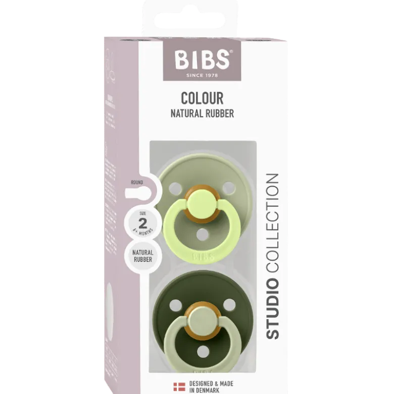 Bibs Pacifier Studio Colour Fusion Latex Size 2 Sage Hunter Green Mix (2 stk)