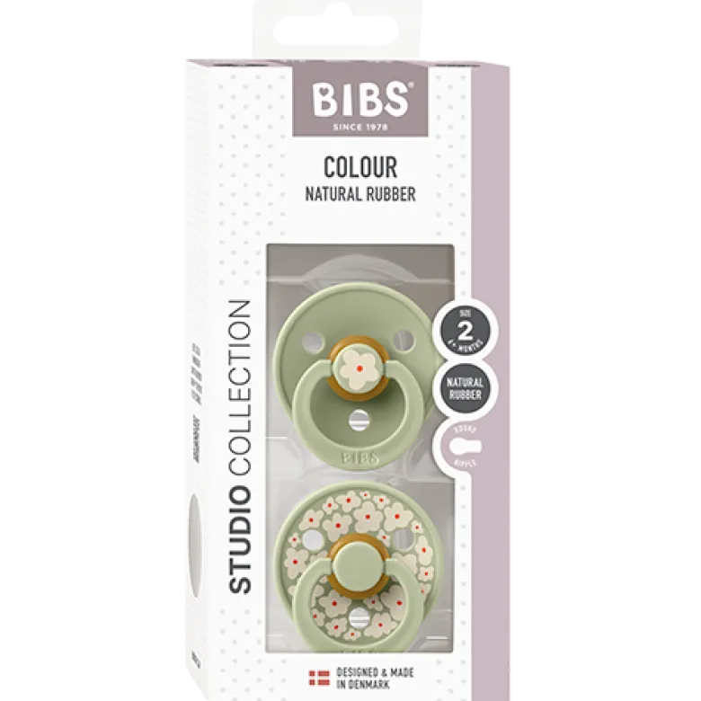 Bibs Pacifier Studio Colour Jasmine Latex Size 2 Sage Mix (2 stk)