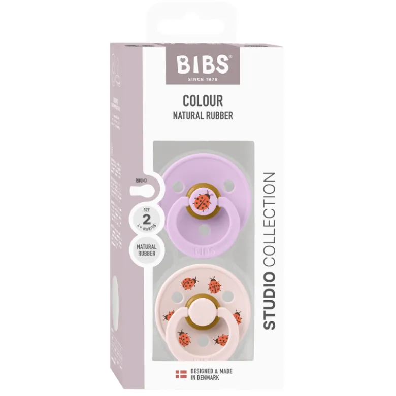Bibs Pacifier Studio Colour Ladybug Latex Size 2 Violet Sky Mix (1 sæt)