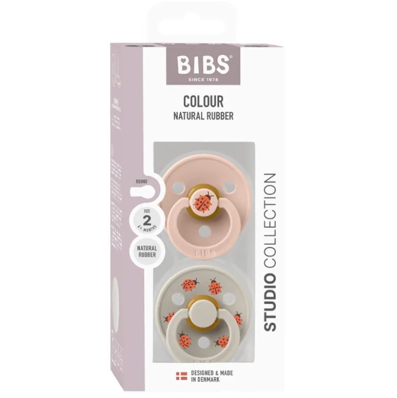 Bibs Pacifier Studio Colour Ladybug Latex Size 2 Blush Mix (1 sæt)