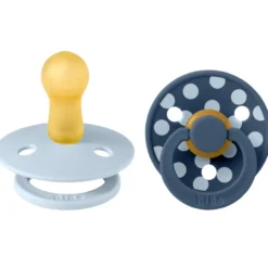 Bibs Pacifier Studio Colour Polka Latex Size 2 Baby Blue/Steel Blue (2 stk)