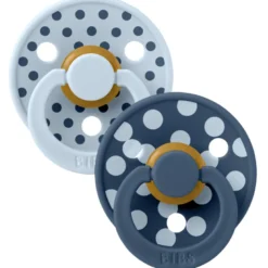 Bibs Pacifier Studio Colour Polka Latex Size 2 Baby Blue/Steel Blue (2 stk)