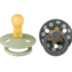 Bibs Pacifier Studio Colour Polka Latex Size 2 Sage/Iron (2 stk)